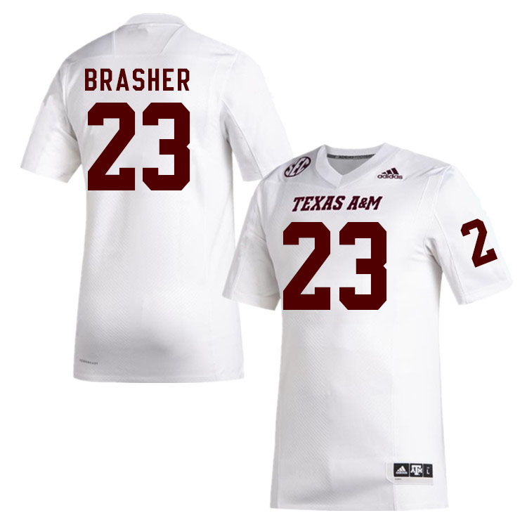 Men #23 Jacob Brasher Texas A&M Aggies College Football Jerseys Stitched Sale-White - Click Image to Close